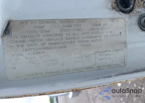 1995 Chevrolet Gmt-400 K2500 из США, поврежденный, VIN 1GCFK24H4SE251822